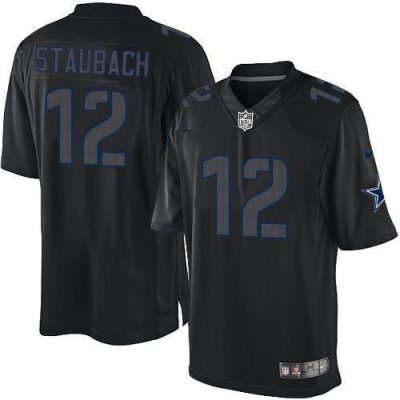 Nike Cowboys #12 Roger Staubach Black Stitched NFL Impact Limited Jersey