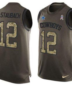 Nike Cowboys #12 Roger Staubach Green Stitched NFL Limited Salute To Service Tank Top Jersey