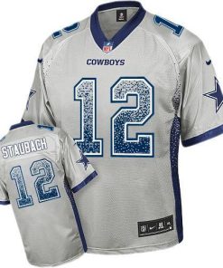 Nike Cowboys #12 Roger Staubach Grey Stitched NFL Elite Drift Fashion Jersey