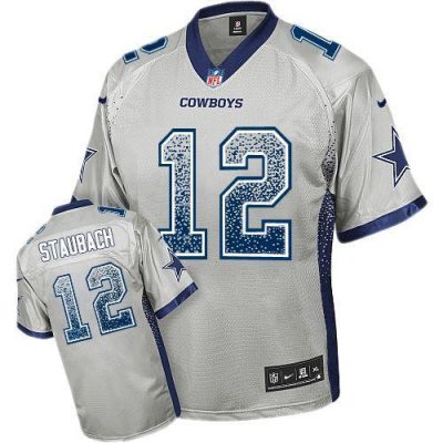Nike Cowboys #12 Roger Staubach Grey Stitched NFL Elite Drift Fashion Jersey