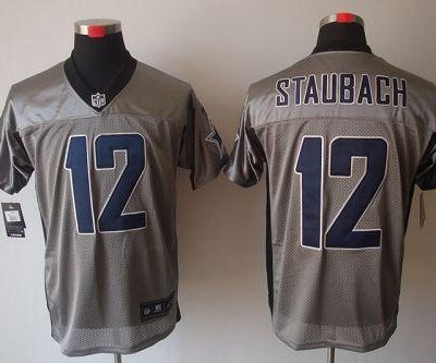 Nike Cowboys #12 Roger Staubach Grey Shadow Stitched NFL Elite Jersey