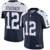 Nike Cowboys #12 Roger Staubach Navy Blue Thanksgiving Stitched NFL Vapor Untouchable Limited Throwback Jersey