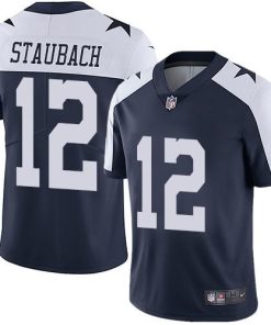 Nike Cowboys #12 Roger Staubach Navy Blue Thanksgiving Stitched NFL Vapor Untouchable Limited Throwback Jersey
