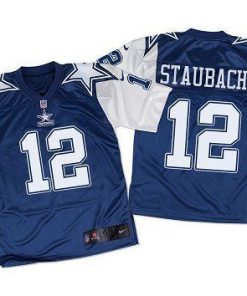 Nike Cowboys #12 Roger Staubach Navy Blue/White Throwback Stitched NFL Elite Jersey