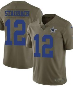 Nike Cowboys #12 Roger Staubach Olive Stitched NFL Limited 2017 Salute To Service Jersey