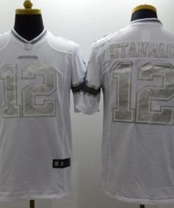 Nike Cowboys #12 Roger Staubach White Stitched NFL Limited Platinum Jersey