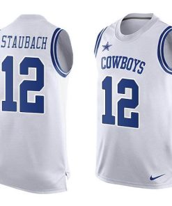 Nike Cowboys #12 Roger Staubach White Stitched NFL Limited Tank Top Jersey