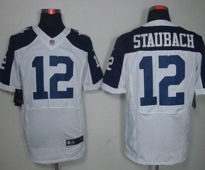 Nike Cowboys #12 Roger Staubach White Thanksgiving Throwback Stitched NFL Elite Jersey