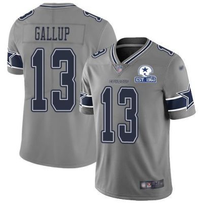 Nike Cowboys #13 Michael Gallup Gray Stitched With Established In 1960 Patch NFL Limited Inverted Legend Jersey