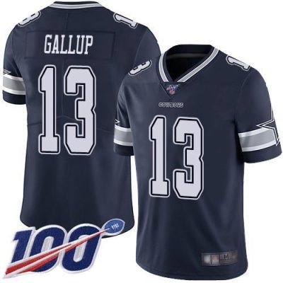 Nike Cowboys #13 Michael Gallup Navy Blue Team Color Stitched NFL 100th Season Vapor Limited Jersey