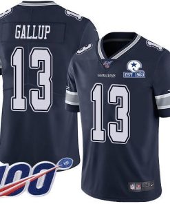 Nike Cowboys #13 Michael Gallup Navy Blue Team Color Stitched With Established In 1960 Patch NFL 100th Season Vapor Untouchable Limited Jersey