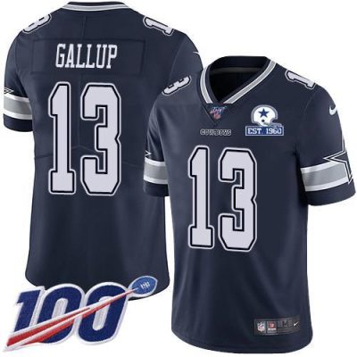 Nike Cowboys #13 Michael Gallup Navy Blue Team Color Stitched With Established In 1960 Patch NFL 100th Season Vapor Untouchable Limited Jersey