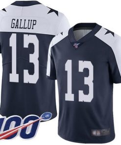 Nike Cowboys #13 Michael Gallup Navy Blue Thanksgiving Stitched NFL 100th Season Vapor Throwback Limited Jersey