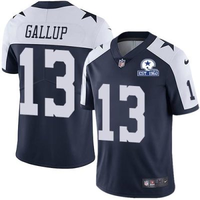 Nike Cowboys #13 Michael Gallup Navy Blue Thanksgiving Stitched With Established In 1960 Patch NFL Vapor Untouchable Limited Throwback Jersey