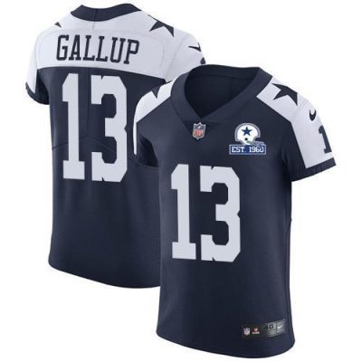 Nike Cowboys #13 Michael Gallup Navy Blue Thanksgiving Stitched With Established In 1960 Patch NFL Vapor Untouchable Throwback Elite Jersey