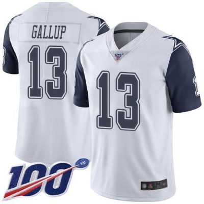 Nike Cowboys #13 Michael Gallup White Stitched NFL Limited Rush 100th Season Jersey