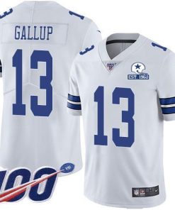 Nike Cowboys #13 Michael Gallup White Stitched With Established In 1960 Patch NFL 100th Season Vapor Untouchable Limited Jersey