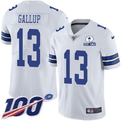 Nike Cowboys #13 Michael Gallup White Stitched With Established In 1960 Patch NFL 100th Season Vapor Untouchable Limited Jersey