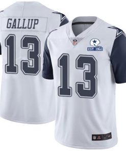 Nike Cowboys #13 Michael Gallup White Stitched With Established In 1960 Patch NFL Limited Rush Jersey