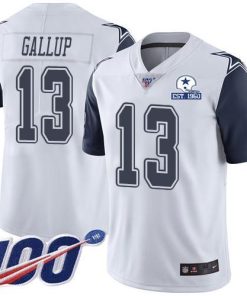 Nike Cowboys #13 Michael Gallup White Stitched With Established In 1960 Patch NFL Limited Rush 100th Season Jersey