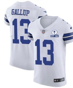 Nike Cowboys #13 Michael Gallup White Stitched With Established In 1960 Patch NFL New Elite Jersey