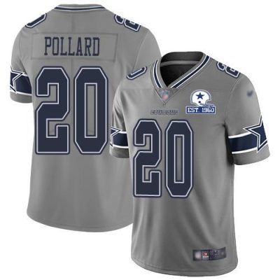 Nike Cowboys #20 Tony Pollard Gray Stitched With Established In 1960 Patch NFL Limited Inverted Legend Jersey