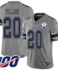 Nike Cowboys #20 Tony Pollard Gray Stitched With Established In 1960 Patch NFL Limited Inverted Legend 100th Season Jersey