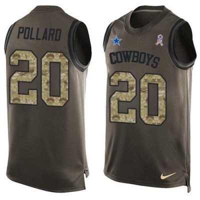 Nike Cowboys #20 Tony Pollard Green Stitched NFL Limited Salute To Service Tank Top Jersey