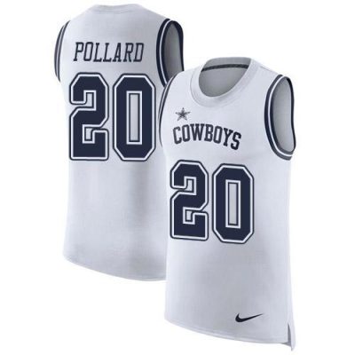 Nike Cowboys #20 Tony Pollard White Stitched NFL Limited Rush Tank Top Jersey