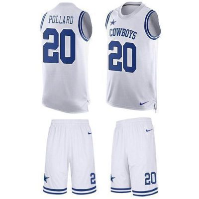 Nike Cowboys #20 Tony Pollard White Stitched NFL Limited Tank Top Suit Jersey