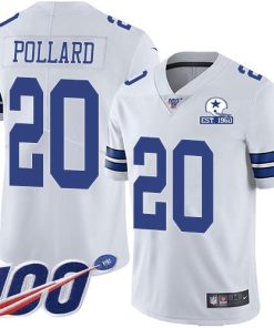 Nike Cowboys #20 Tony Pollard White Stitched With Established In 1960 Patch NFL 100th Season Vapor Untouchable Limited Jersey