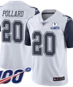 Nike Cowboys #20 Tony Pollard White Stitched With Established In 1960 Patch NFL Limited Rush 100th Season Jersey