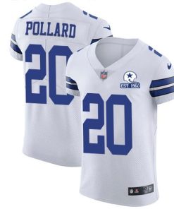 Nike Cowboys #20 Tony Pollard White Stitched With Established In 1960 Patch NFL New Elite Jersey