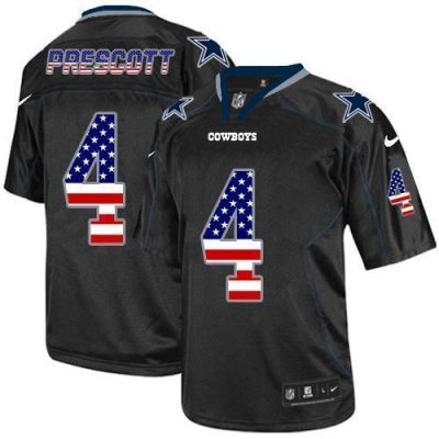 Nike Cowboys #4 Dak Prescott Black Stitched NFL Elite USA Flag Fashion Jersey