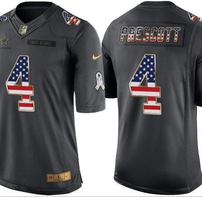 Nike Cowboys #4 Dak Prescott Black Stitched NFL Limited USA Flag Salute To Service Jersey