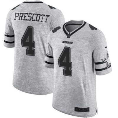 Nike Cowboys #4 Dak Prescott Gray Stitched NFL Limited Gridiron Gray II Jersey