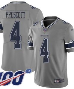 Nike Cowboys #4 Dak Prescott Gray Stitched NFL Limited Inverted Legend 100th Season Jersey