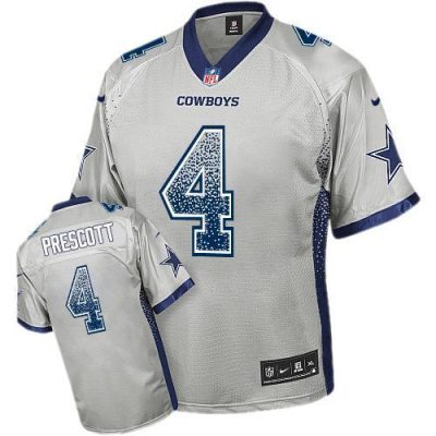 Nike Cowboys #4 Dak Prescott Grey Stitched NFL Elite Drift Fashion Jersey