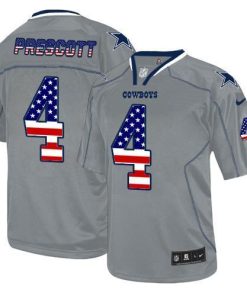 Nike Cowboys #4 Dak Prescott Grey Stitched NFL Elite USA Flag Fashion Jersey