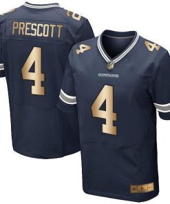 Nike Cowboys #4 Dak Prescott Navy Blue Team Color Stitched NFL Elite Gold Jersey