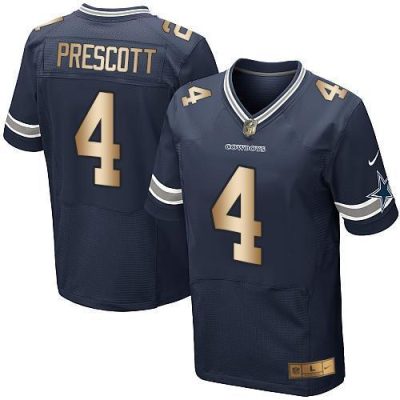 Nike Cowboys #4 Dak Prescott Navy Blue Team Color Stitched NFL Elite Gold Jersey