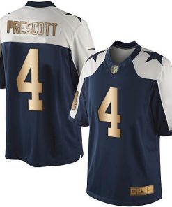 Nike Cowboys #4 Dak Prescott Navy Blue Thanksgiving Stitched NFL Limited Gold Jersey