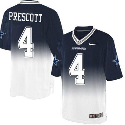 Nike Cowboys #4 Dak Prescott Navy Blue/White Stitched NFL Elite Fadeaway Fashion Jersey