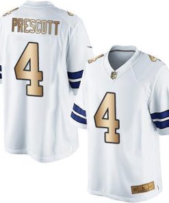 Nike Cowboys #4 Dak Prescott White Stitched NFL Limited Gold Jersey