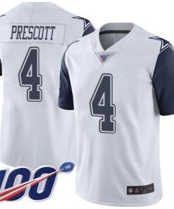 Nike Cowboys #4 Dak Prescott White Stitched NFL Limited Rush 100th Season Jersey