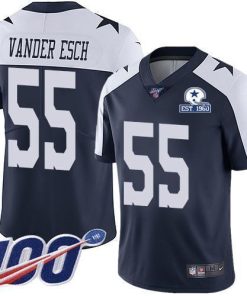 Nike Cowboys #55 Leighton Vander Esch Navy Blue Thanksgiving Stitched With Established In 1960 Patch NFL 100th Season Vapor Untouchable Limited Throw