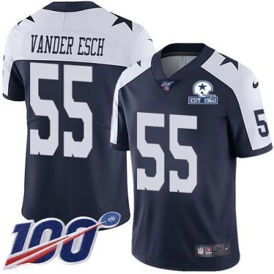 Nike Cowboys #55 Leighton Vander Esch Navy Blue Thanksgiving Stitched With Established In 1960 Patch NFL 100th Season Vapor Untouchable Limited Throw
