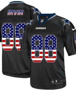 Nike Cowboys #88 Michael Irvin Black Stitched NFL Elite USA Flag Fashion Jersey