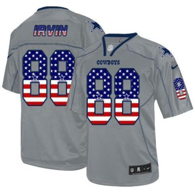 Nike Cowboys #88 Michael Irvin Grey Stitched NFL Elite USA Flag Fashion Jersey