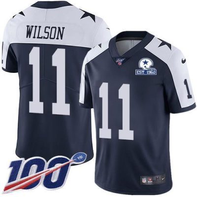 Nike Dallas Cowboys #11 Cedrick Wilson Navy Blue Thanksgiving Stitched With Established In 1960 Patch NFL 100th Season Vapor Untouchable Limited Thro
